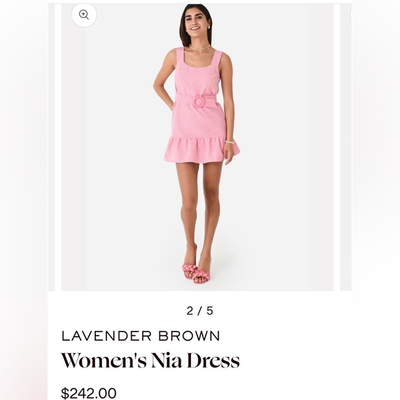 Lavender Brown Pink Belted Mini Dress Size Large NWT - Picture 4 of 10